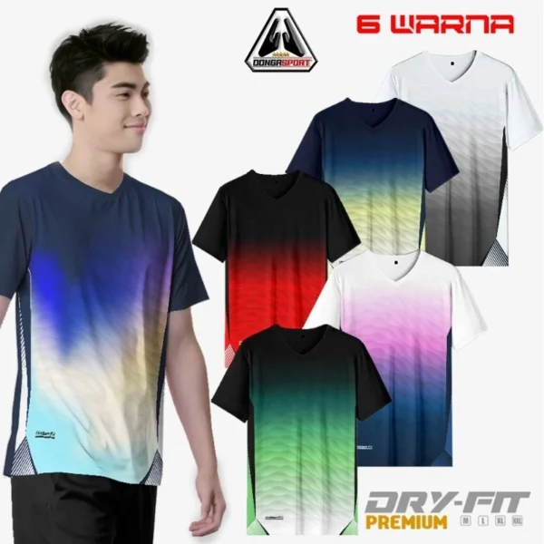 BLW SAGA Baju Badminton Premium Dewasa Kaos Olahraga Jersey Running Print